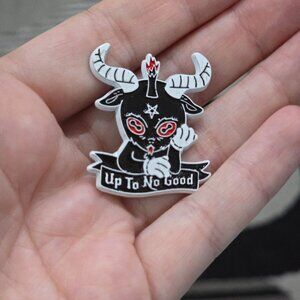 Killstar ✦ Up To No Good Enamel Pin ✦ Occult Kawaii Baphomet Graphic OS